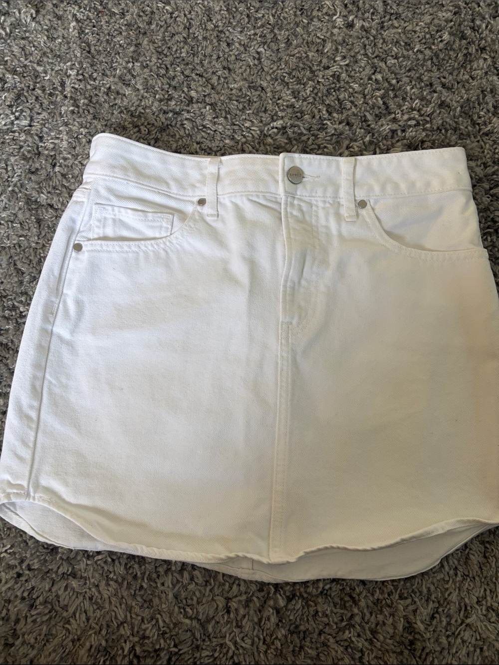 Express White Denim Mini Skirt